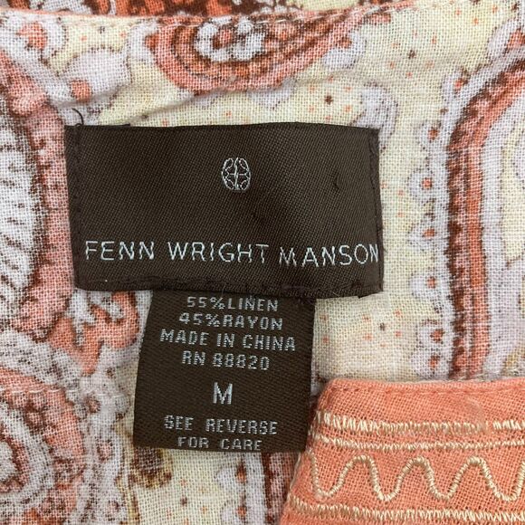 Fenn Wright Manson Top Size M Paisley Embroidered Linen Rayon Sleeveless Tunic - Picture 11 of 12